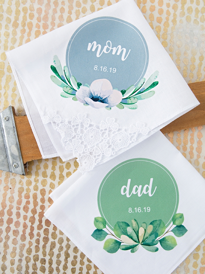 Edit our free designs to make your own bridal party handkerchiefs!