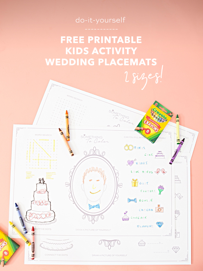 Print these kids activity placemats for your wedding for free!