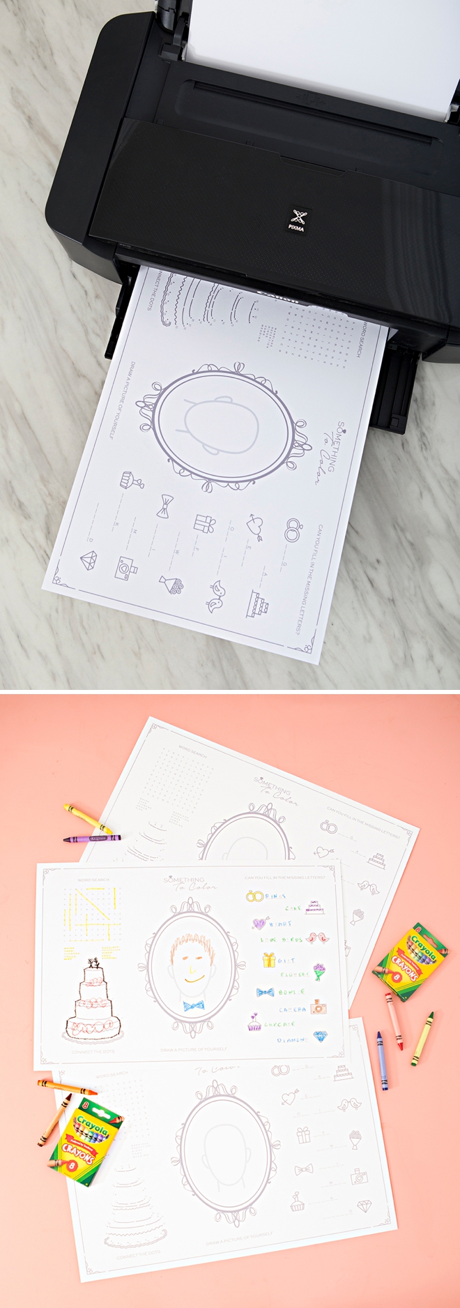 Check out these FREE printable wedding activity placemats for kids!
