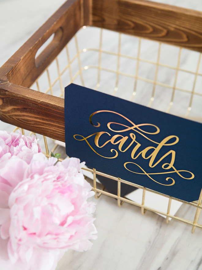 Grab our printable design to make your own wedding card basket!