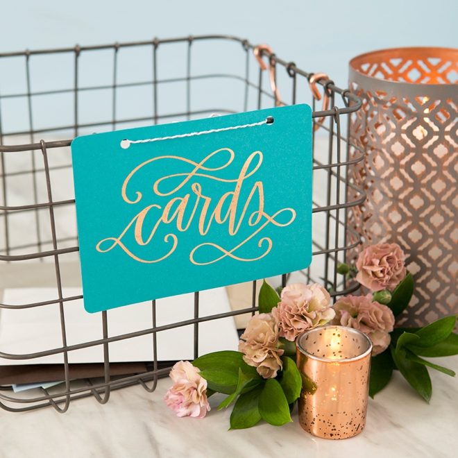 Grab our printable design to make your own wedding card basket!
