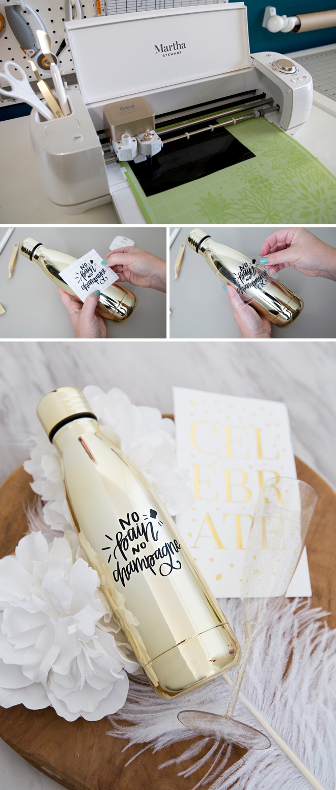 Make your own No Pain No Champagne workout water bottle!
