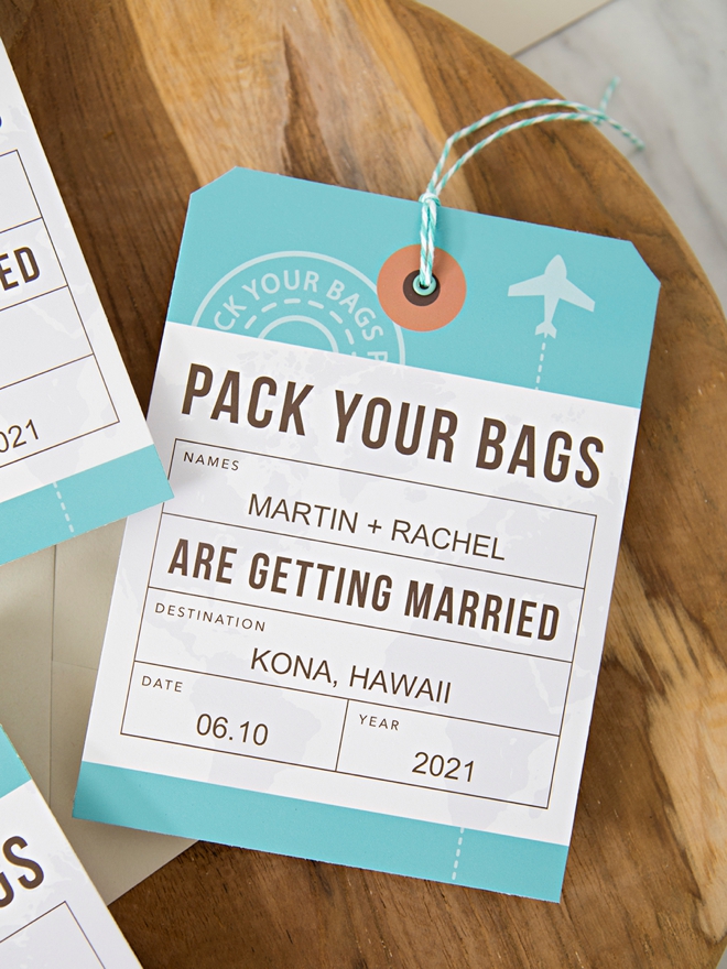 In love with these DIY Luggage Tag style Save the Dates!