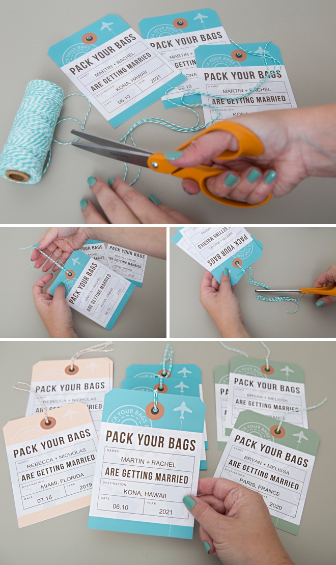 In love with these DIY Luggage Tag style Save the Dates!