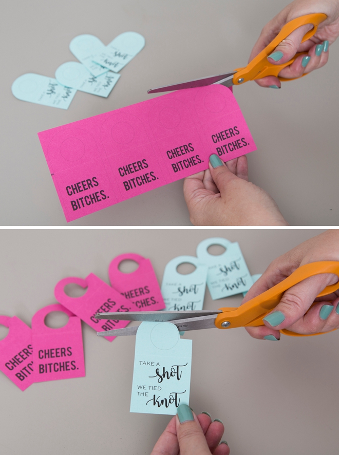 OMG, these DIY mini alcohol bottle tags are so freaking cute!