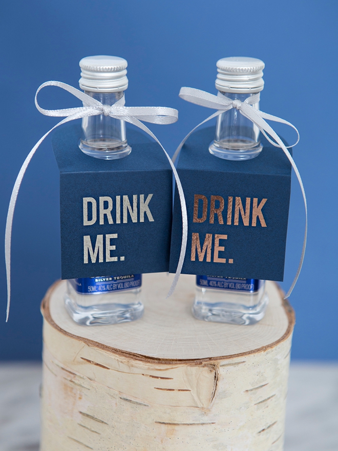 Drink Me, Mini Alcohol Bottle Favor Tags!