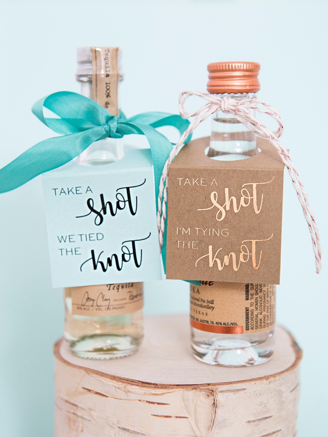 Take A Shot, We're Tying The Knot, Mini Alcohol Tags!