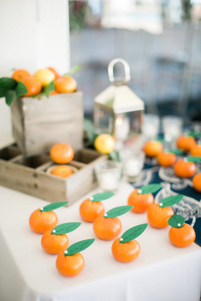 Add a pop of color through your escort cards.