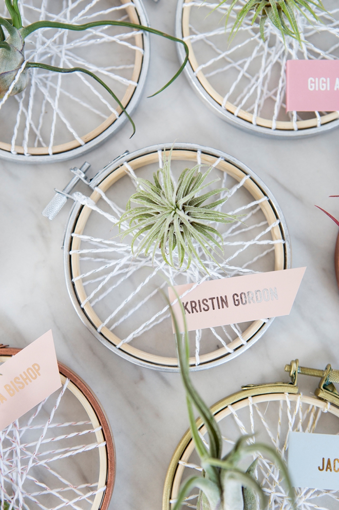 Learn how to make your own air plant favors that double as seating cards!