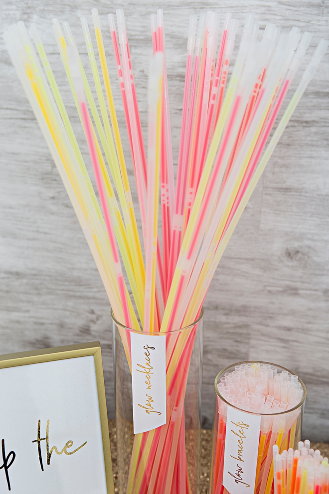 Make your own wedding glow stick bar!