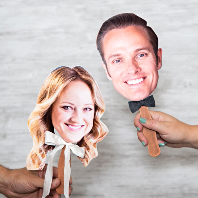 DIY photo paddles for the wedding shoe game!