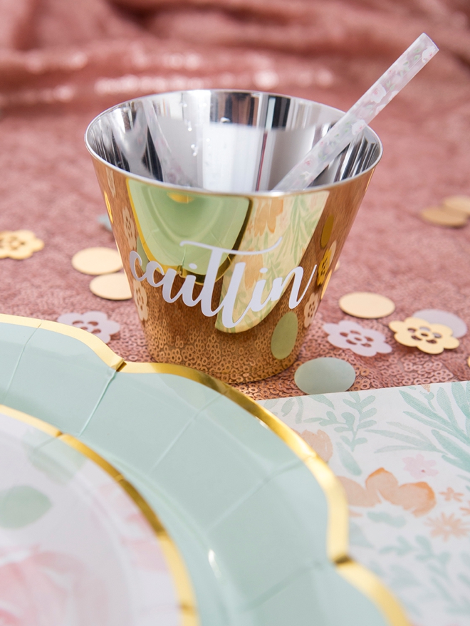 Use the new Cricut premium vinyl to personalize any cups!