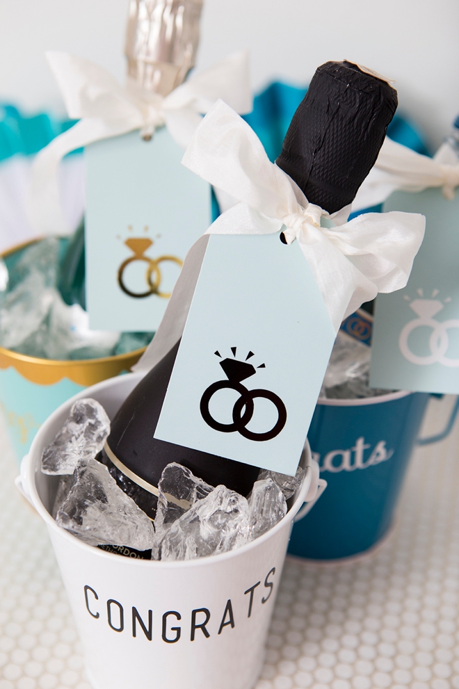 These DIY Mini-Wine bucket engagement gifts are the best!