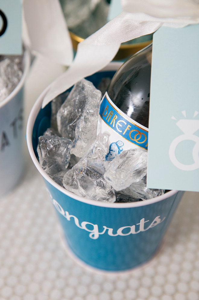 These DIY Mini-Wine bucket engagement gifts are the best!