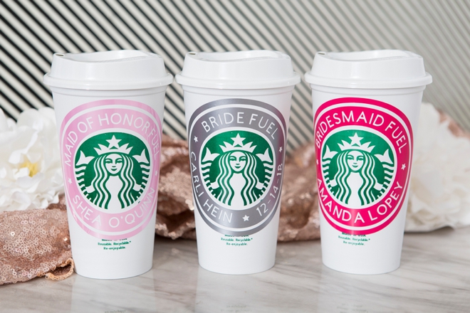These DIY bride and bridesmaids Starbucks cups are the best!