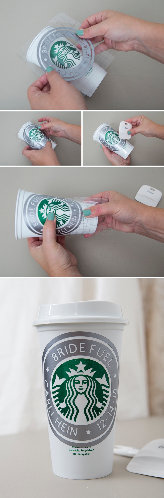 These DIY bride and bridesmaids Starbucks cups are the best!