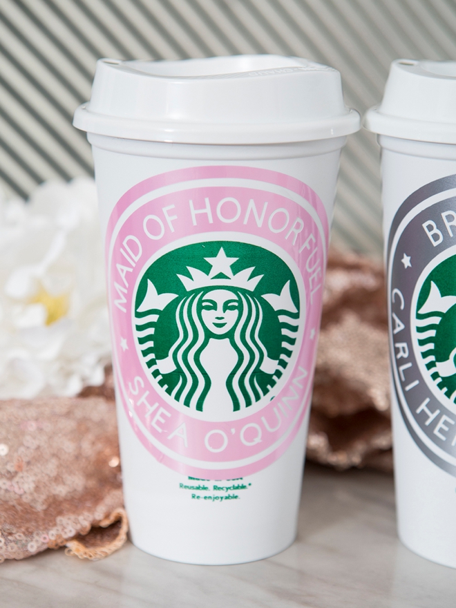 These DIY bride and bridesmaids Starbucks cups are the best!