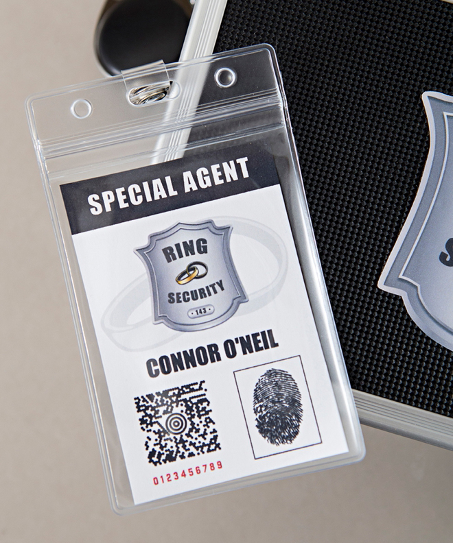 Make your own special agent style ring security kit for your ring bearer!