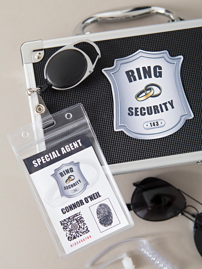 Make your own special agent style ring security kit for your ring bearer!