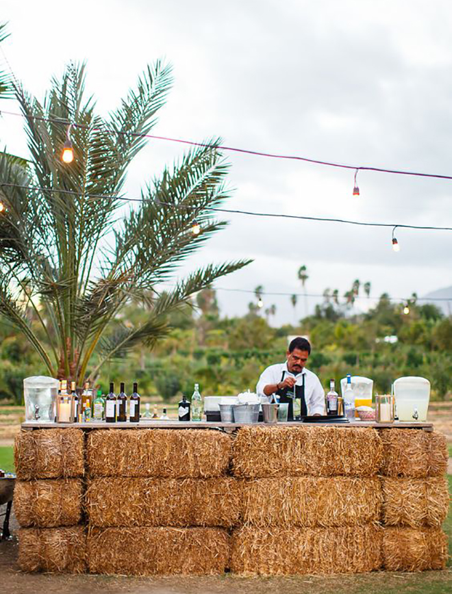 A hay bale bar is such a fun fall wedding idea! 