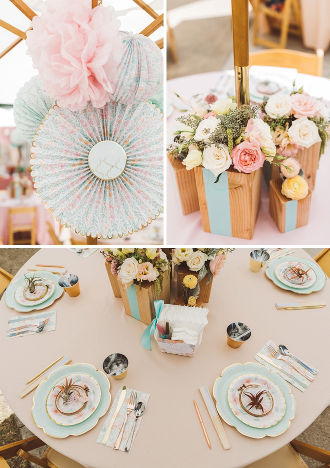 Gorgeous handmade mint and blush baby shower!