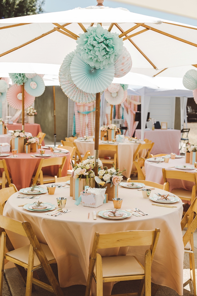 Gorgeous handmade mint and blush baby shower!