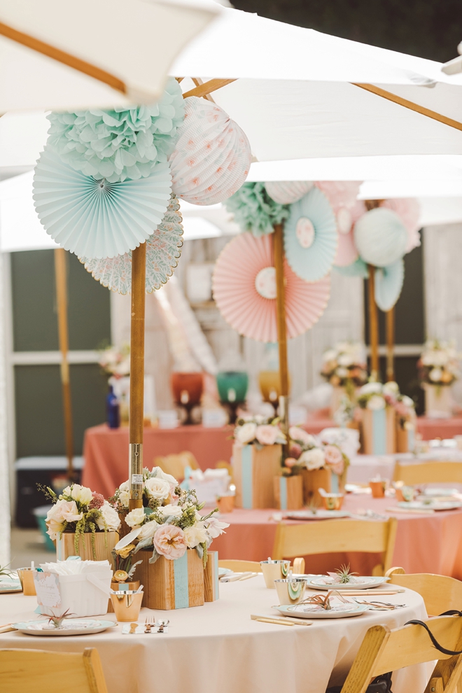 Check out this gorgeous, handmade mint and blush baby shower!