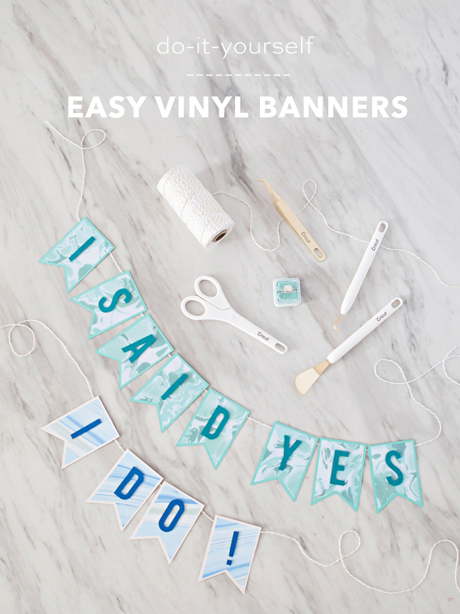 How to make easy vinyl wedding banners using your Cricut!