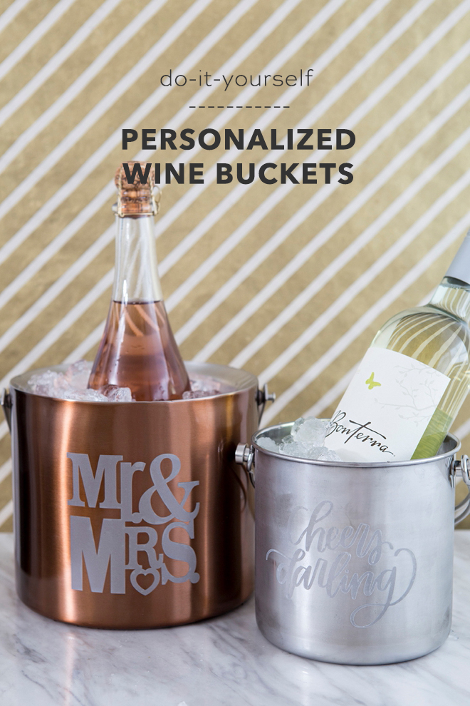 These DIY personalized champagne buckets are super easy and gorgeous!