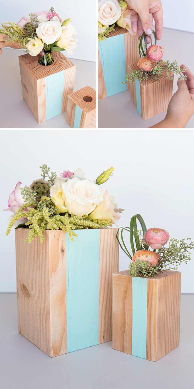 These DIY wood vase centerpieces are just gorgeous!