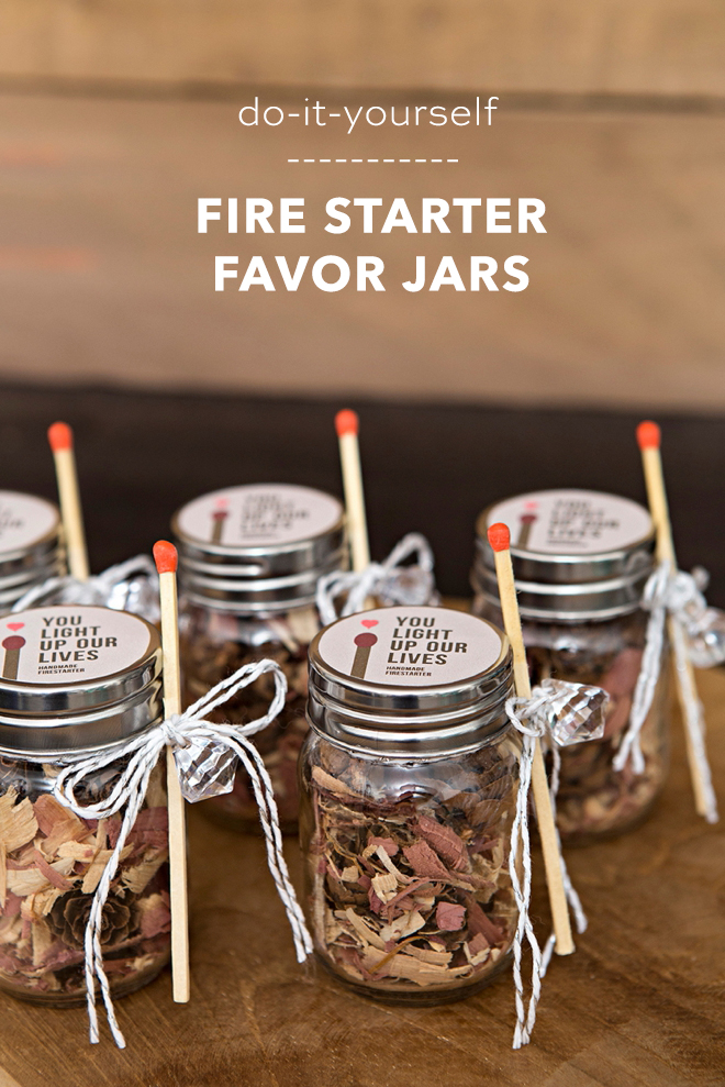 These DIY fire starter favor jars are the absolute cutest!