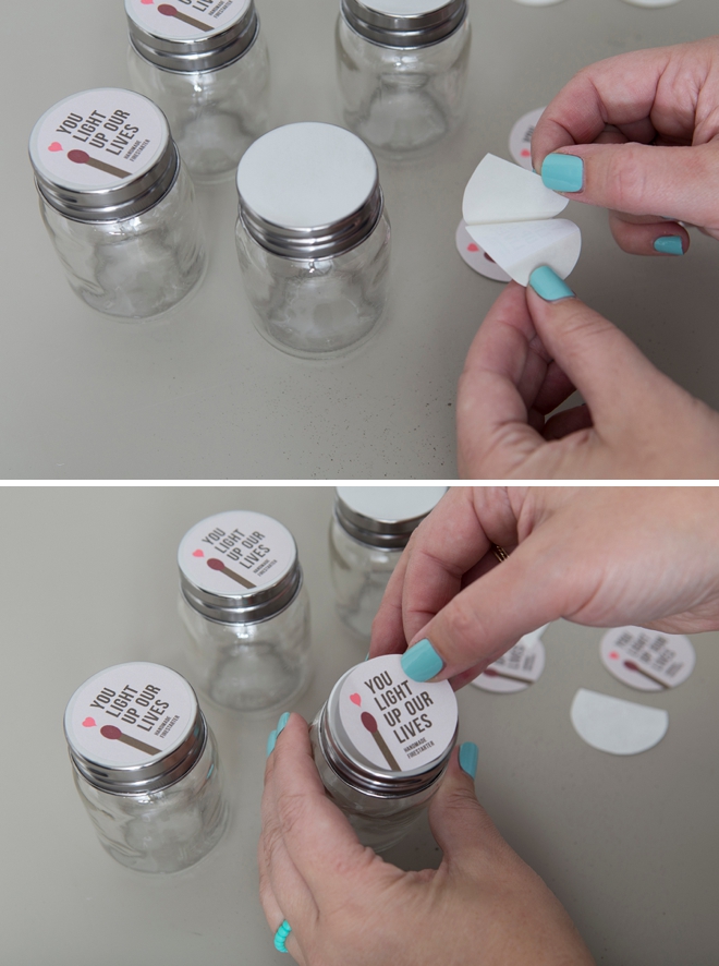 These DIY fire starter favor jars are the absolute cutest!
