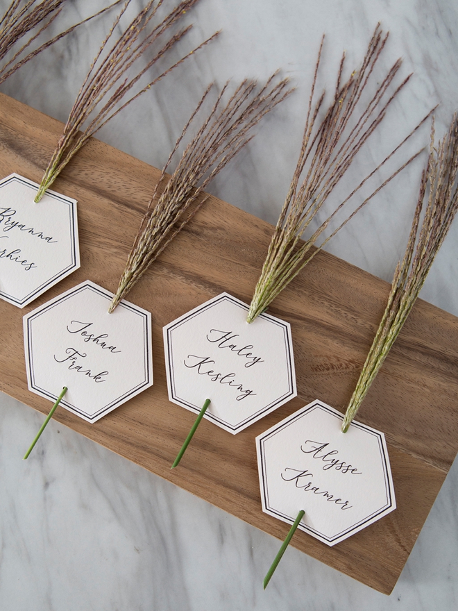 These DIY editable, hexagon seating or escort cards are SO pretty!