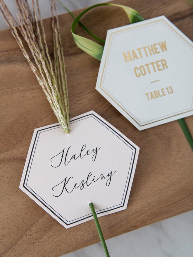 These DIY editable, hexagon seating or escort cards are SO pretty!