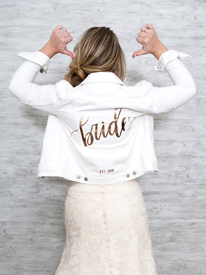 Learn how to easily customize your own Bride or Wifey jean jacket!