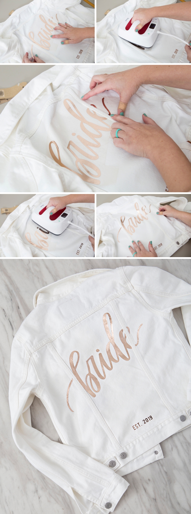 Learn how to easily customize your own Bride or Wifey jean jacket!