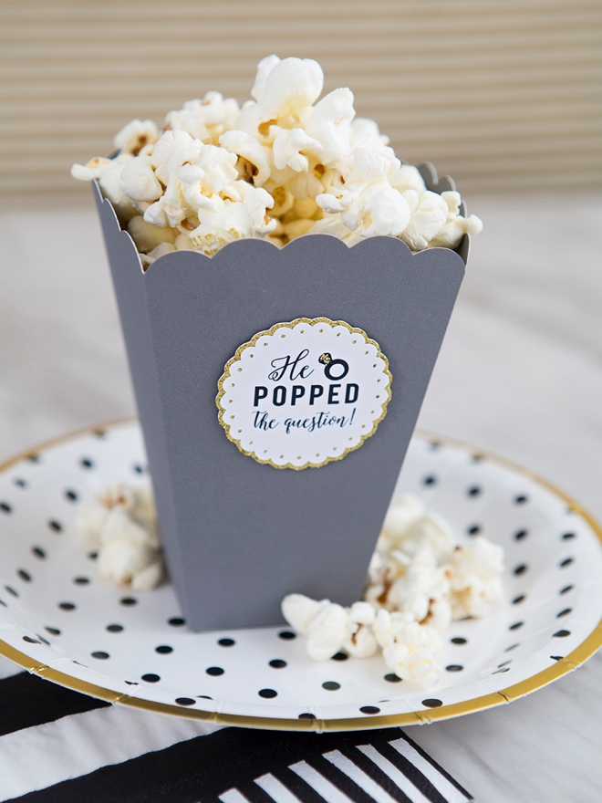 He Popped The Question, DIY popcorn favors!