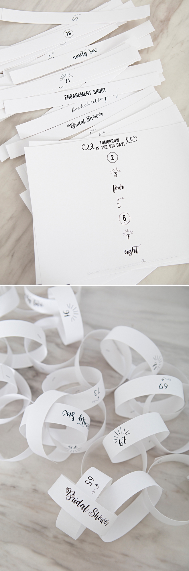 Make your own wedding countdown paper chain, so cute!