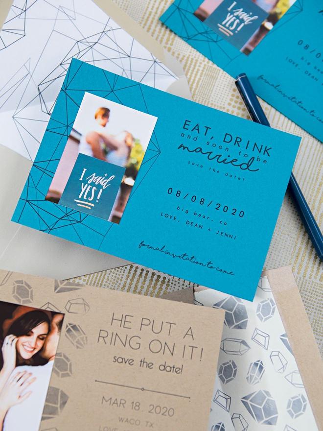 Use the Canon IVY mini photo printer to make these save the dates!