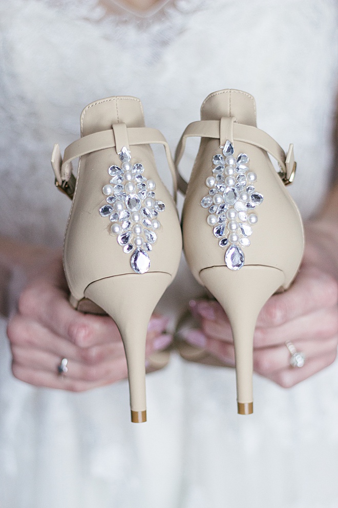 DIY Rhinestone Embellished Wedding Shoes Heels