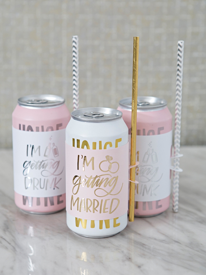 The best wedding wine gifts, the label holds the straw!