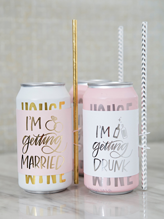The best wedding wine gifts, the label holds the straw!