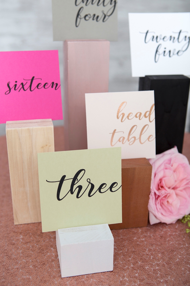 These DIY wood block table numbers are adorable and versatile!