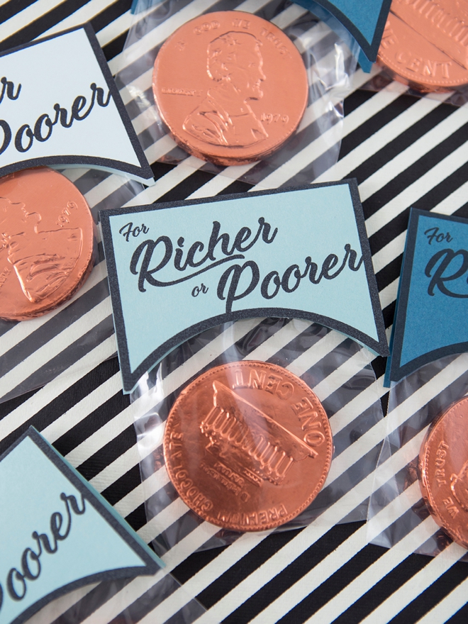 DIY For Richer or For Poorer Chocolate Coin Wedding Favors!