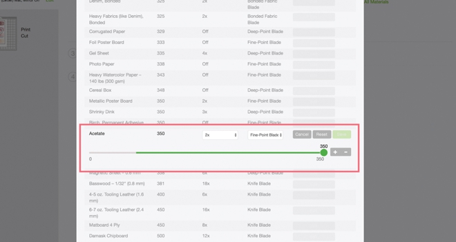 How to edit material settings in Cricut Design Space