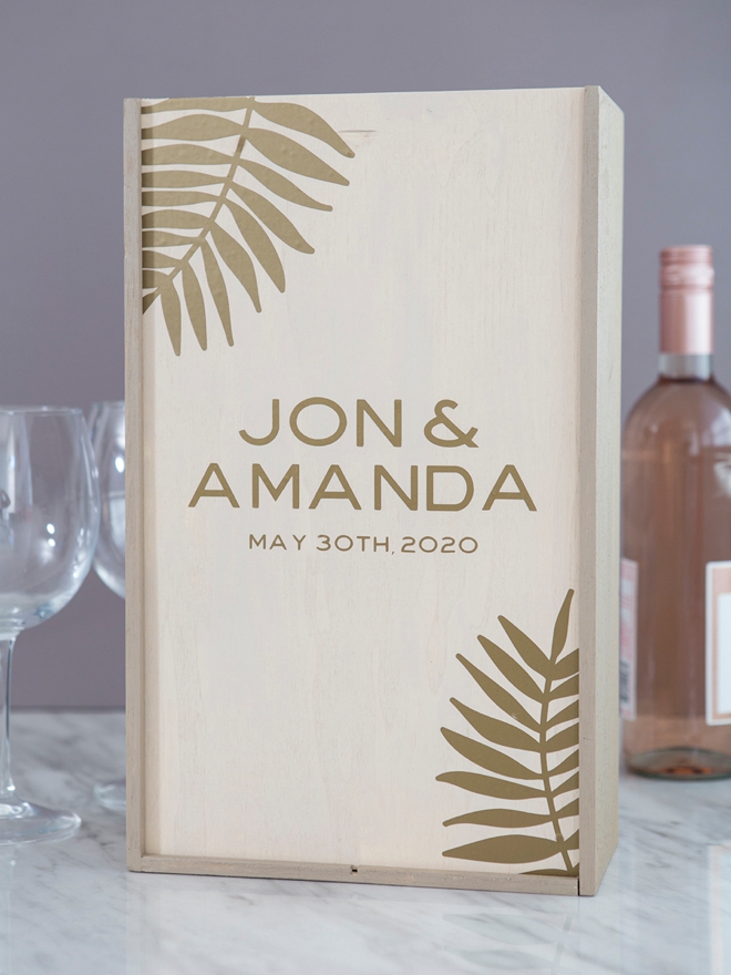 Personalize your own wine box to keep a bottle in for your first anniversary!