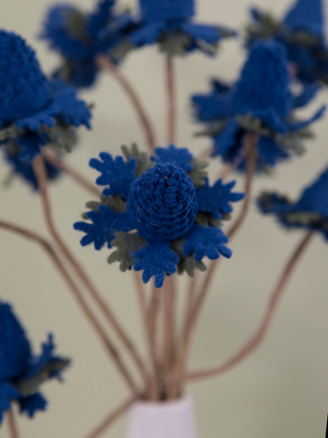 Learn how to make blue thistle flowers out of felt!