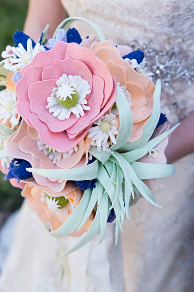 Learn how to make the most adorable felt flowers for a wedding bouquet!