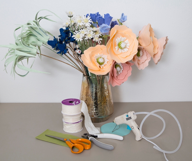 Learn how to make the most adorable felt flowers for a wedding bouquet!