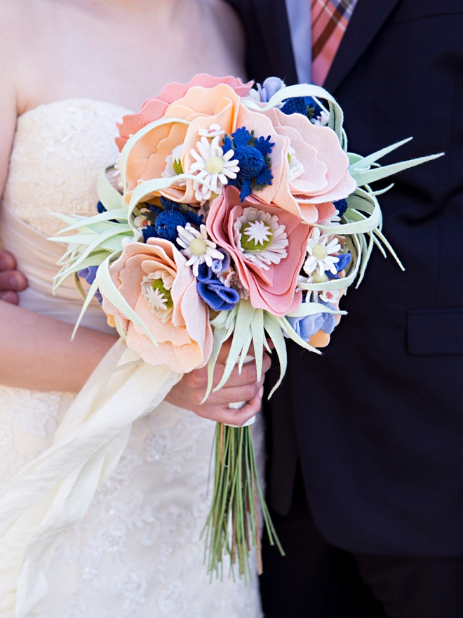 Learn how to make the most adorable felt flowers for a wedding bouquet!